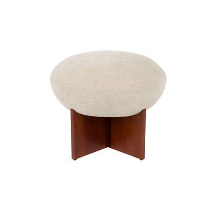 Housecraft Living Ufo Poef op Houten onderstel Rond 51 cm Beige/ Bruin