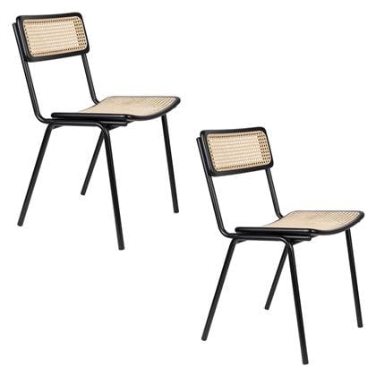 Zuiver Jort Eetkamerstoelen Naturel|Zwart - Set van 2