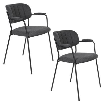 Housecraft Jolien Eetkamerstoelen Zwart|Donkergrijs - Set van 2