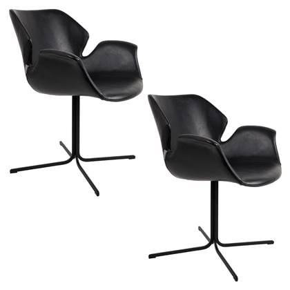 Zuiver Nikki Eetkamerstoelen met armleuning Zwart - Set van 2