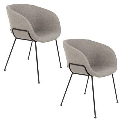 Zuiver Feston Eetkamerstoelen met armleuning Fab Grijs - Set van 2