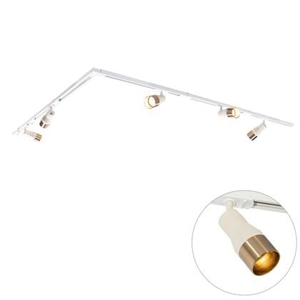 QAZQA Modern railsysteem met 5 spots beige met goud 1-fase - Iconic