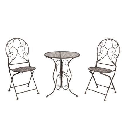Clayre & Eef Bistroset Bistrotafel Bistrostoel 3-delig Ø 60x70 Bruin