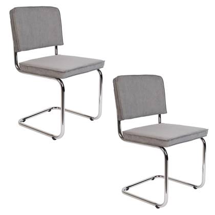 Zuiver Ridge Rib Eetkamerstoelen Licht - Set van 2 Grijs