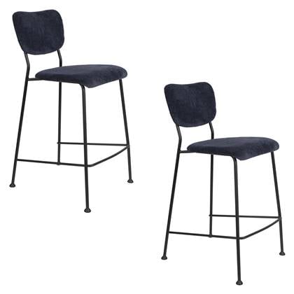 Zuiver Benson Barkruk 64,5 cm Donker - Set van 2 Blauw