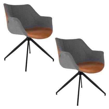 Zuiver Doulton Eetkamerstoelen Vintage Bruin - Set van 2