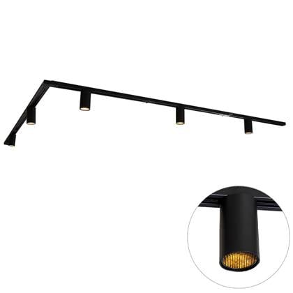 QAZQA Modern railsysteem met 5 spots 1-fase GU10 35mm - Iconic Zwart