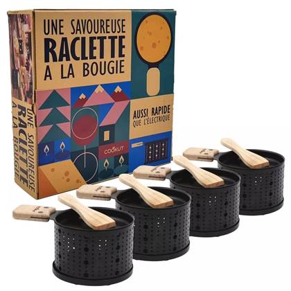 Cookut Lumi Raclettes - Set van 4 Stuks - Zwart