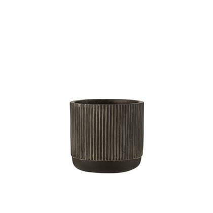 J-Line bloempot Lijn - keramiek - zwart|bruin - medium - 2 stuks - Ø 14 cm