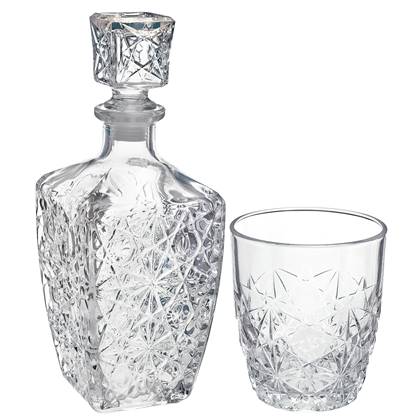 Bormioli Whisky set - 7 delig - 6 glazen - karaf - Dedalo serie
