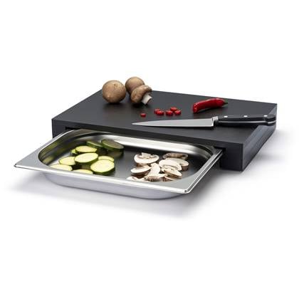Continenta Snijplank met RVS Lade - Duracore - 39 cm x 27 cm Zwart