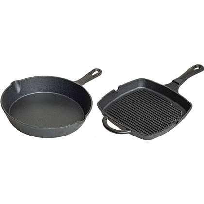 Blackwell Pannenset Gietijzer - Skillet - zonder anti-aanbaklaag 2-Delig - Koekenpan ø 25 cm & Gietijzer - 23 x 23 cm