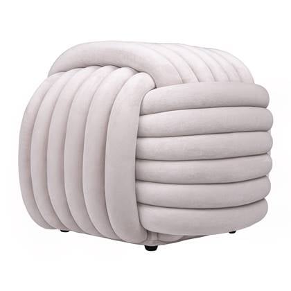 QUVIO Vierkante poef - Geknoopt - 45x45x42 cm - Beige