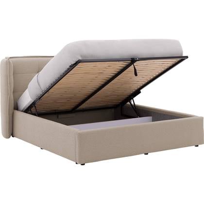 Goossens Gestoffeerd Bedframe Canon - 180 x 200 - Stof boucle licht Bruin