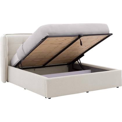 Goossens Gestoffeerd Bedframe Canon - 180 x 200 - Stof boucle Wit