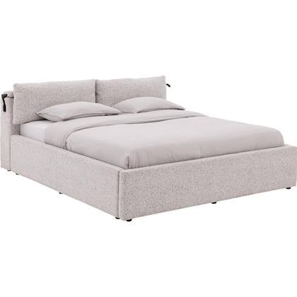 Goossens Bedframe Misty Storage - 180 x 210 - Stof gemeleerd grof Wit