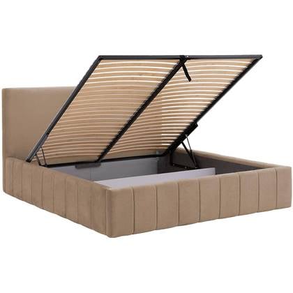 Goossens Bedframe Carte - 180 x 200 - Velours licht|beige 6 - Bruin