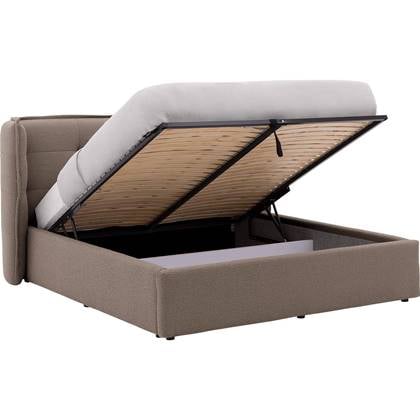 Goossens Gestoffeerd Bedframe Canon - 180 x 200 - Stof boucle Bruin