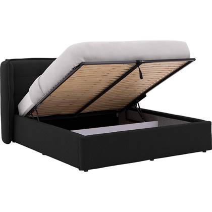 Goossens Gestoffeerd Bedframe Canon - 180 x 200 - Stof boucle - Zwart