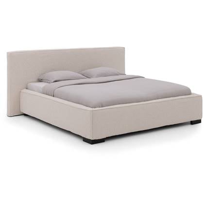 Goossens Bedframe Sch - 180 x 200 - Ahenk 9851 beige - Bouclé Wit