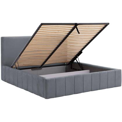 Goossens Bedframe Carte - 180 x 200 - Velours middengrijs 23 - Fluweel Blauw