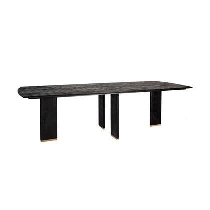 PTMD Liber Black mango wood dining table 240cm gold leg