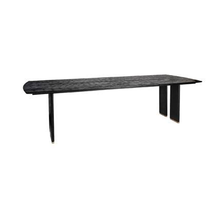 PTMD Liber Black mango wood dining table 200cm gold leg