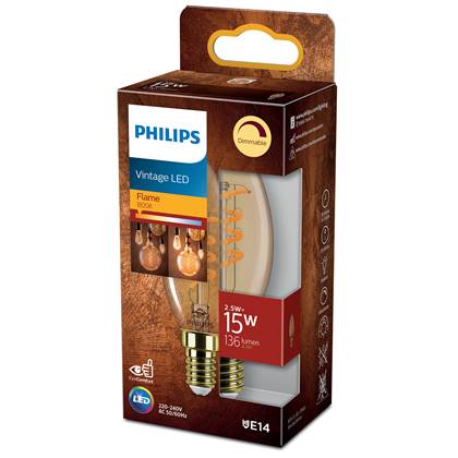 Philips LED Kaars Spiraal Goud - 14 W - E14 -  Dimbaar extra warmwit licht