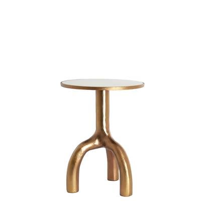 Light&living Bijzettafel Ø40,5x53 cm MELLO glans bruin +glas t... Brons