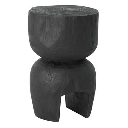 MUST Living Side table Amber Black,45xØ30 cm, black recycled teakwo... Zwart