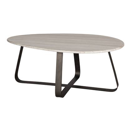 PTMD Muka Coffeetable High Dark Grey Base White Marble Grijs