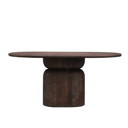 Eettafel Lissabon ovaal kolompoot 160cm Bruin