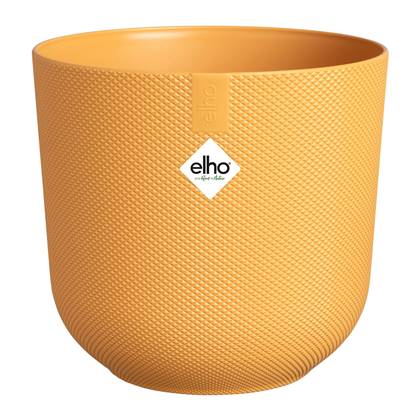 Elho Jazz Rond 30 Bloempot voor Binnen - Woondecoratie van 100% Gereycled Plastic - Ø 29.5 x H 27.5 cm - Amber Geel