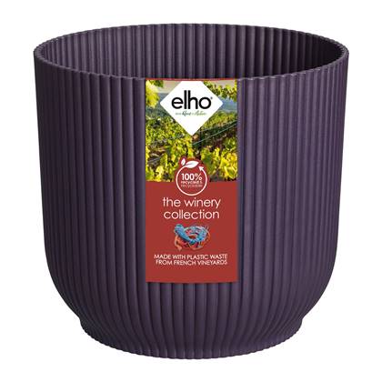 Elho The Winery Collection 22 - Bloempot voor Binnen - 100% Gerecycled Plastic - Ø 22.0 x H 20.2 cm - Donkerpaars