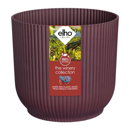 Elho The Winery Collection 22 - Bloempot voor Binnen - 100% Gerecycled Plastic - Ø 22.0 x H 20.2 cm - Bordeaux Rood