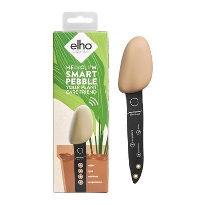 Elho Smart Pebble - Slimme Meter voor Planten - Vocht, Licht en Voeding Sensor - Plantverzorging met App - L 4.0 x B 5.0 x H 17.3 cm - Aardebruin