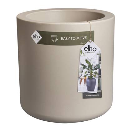 Elho Pure Cilinder Wheels 40 - Grote Bloempot voor Binnen en Buiten - Gerecycled Plastic - Ø 39.5 x H 40 cm - Balanced Beige