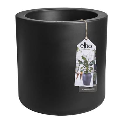 Elho Pure Cilinder Wheels 40 - Grote Bloempot voor Binnen en Buiten - Gerecycled Plastic - Ø 39.5 x H 40 cm - Zwart