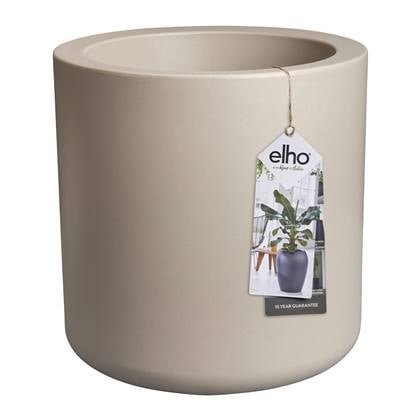 Elho Pure Cilinder Wheels 50 - Grote Bloempot voor Binnen en Buiten - Gerecycled Plastic - Ø 49.5 x H 50 cm - Balanced Beige