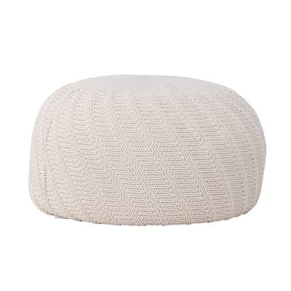 Nest living Dina Ronde Gebreide Poef Ø 60 cm - Crême Crème