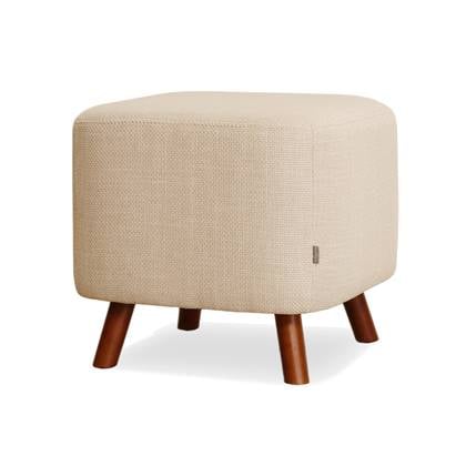 Nolon Julia Vierkante Poef met Houten Pootjes 44 x 44 cm - Beige