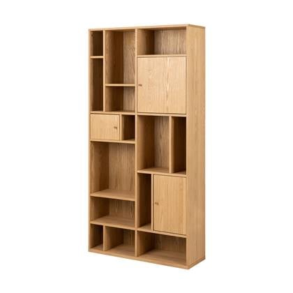 Lisomme Maarten Boekenkast - Hout - Vakkenkast - Open Kast - 17 Vakken - Opbergkast - Scandinavisch - Bruin - 90 x 30 x 180 cm