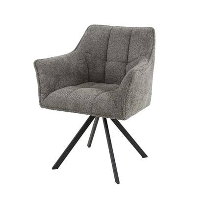 Giga Meubel  Armstoel Bouclé Taupe Draaibaar - Zithoogte 48cm