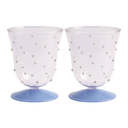 &k amsterdam Dot Waterglas - Roze - Set van 2