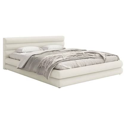 NADUVI Collection Gestoffeerd bed Alvaro chenille 140 x 200 met Wit