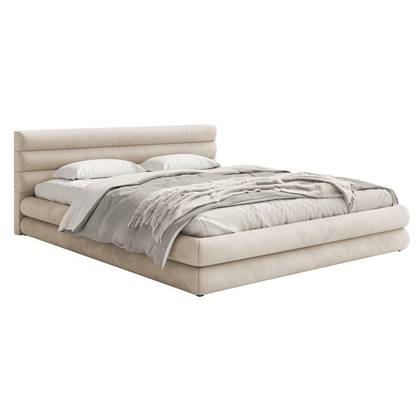 NADUVI Collection Gestoffeerd bed Alvaro chenille 180 x 200 met Beige