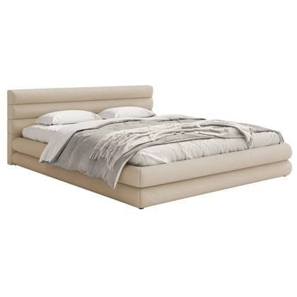 NADUVI Collection Gestoffeerd bed Alvaro chenille 180 x 200 met Beige