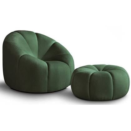 NADUVI Collection Fauteuil met poef Plush Groen