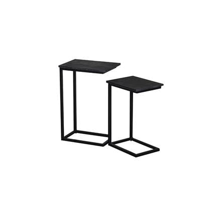 Livingfurn - Laptoptafel Rechthoek - Zwart Mangohout - Set Van 2