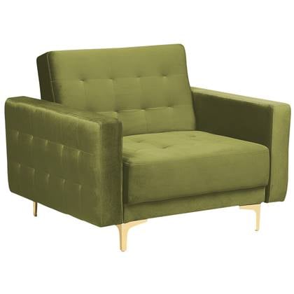 Beliani - ABERDEEN - Fauteuil - Olijf - Fluweel Groen